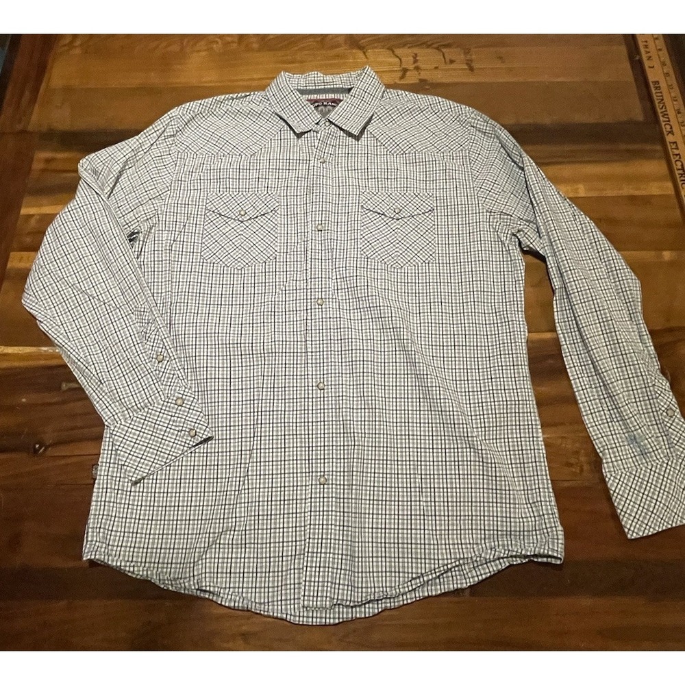Topo Ranch Pearl Snap Plaid Western Long Sleeve Rockabilly Shirt SZ XL